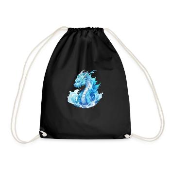 Wasserdrache. Blauer Fantasy-Drache für Enthusiasten. - Turnbeutel - Schwarz - Vorne