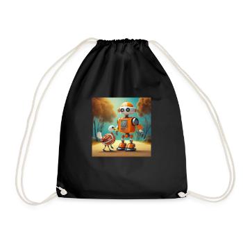 mignon petit robot se promène avec sa dinde extraterrestre - Sac de sport léger - noir - Devant
