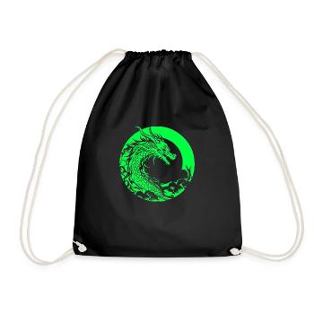 Fantasy Dragon Anime Dragon Head Mythical reptile - Drawstring Bag - black - Front