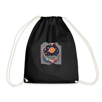 Celestial Harmony Solar System Sun Planets Space - Drawstring Bag - black - Front