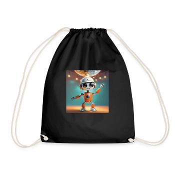 cute little robot – is dancing at a party - Drawstring Bag - black - Front