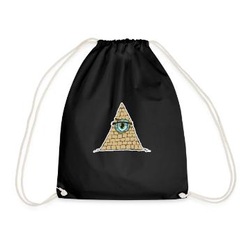 Pyramide Auge mit Monokle - Cartoon Style - Turnbeutel - Schwarz - Vorne