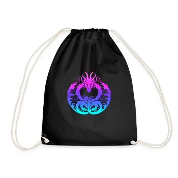 Fantasy Dragon Anime Dragon Head Mythical reptile - Drawstring Bag - black - Front
