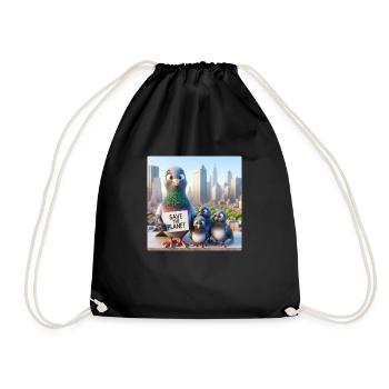 Pigeon Family - Drawstring Bag - black - Front