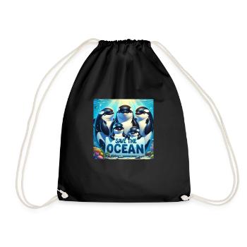 Orca Familie - Turnbeutel - Schwarz - Vorne