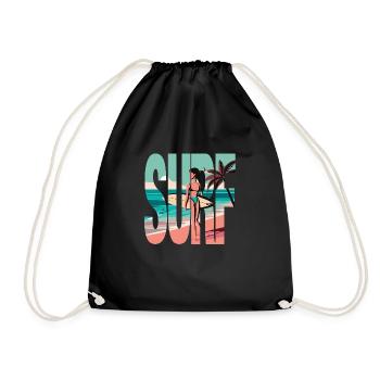 Surfeur, Surfergirl, Soleil, Plage - Sac de sport léger - noir - Devant