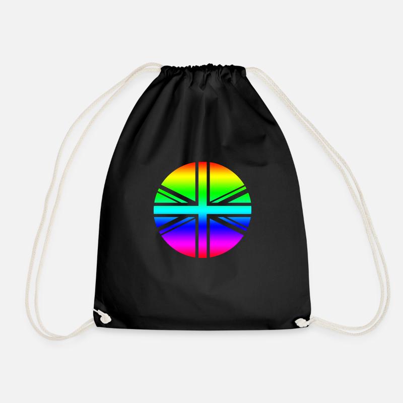 runde UK Union Jack Flagge Regenbogen Mod - Turnbeutel - Schwarz