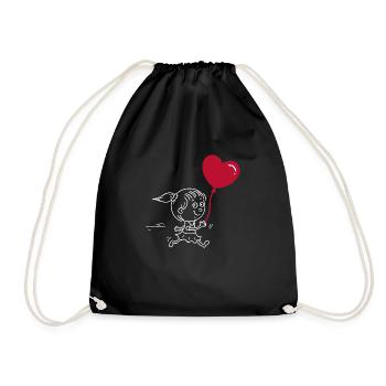 Passendes Herz Paar T-Shirt - Turnbeutel - Schwarz - Vorne