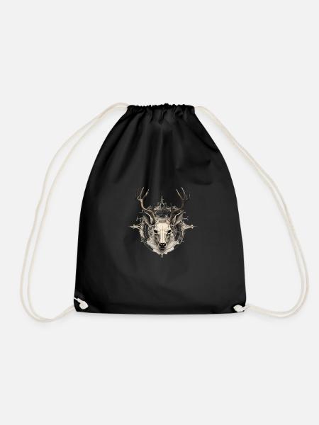 Skull and Bones Designes Hirsch - Turnbeutel - Schwarz