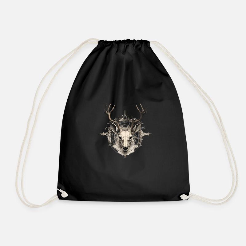Skull and Bones Designes Hirsch - Turnbeutel - Schwarz