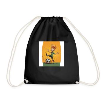 Funny Cute Soccer Design for Kids - Drawstring Bag - black - Front