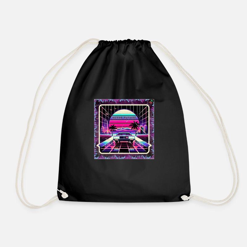 Retro Future - Drawstring Bag - black