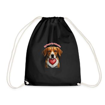 Mein Hund ist mein Valentinstag - Turnbeutel - Schwarz - Vorne