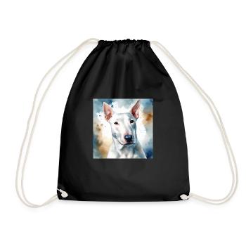 Bull Terrier Splash Art Painting - Drawstring Bag - black - Front