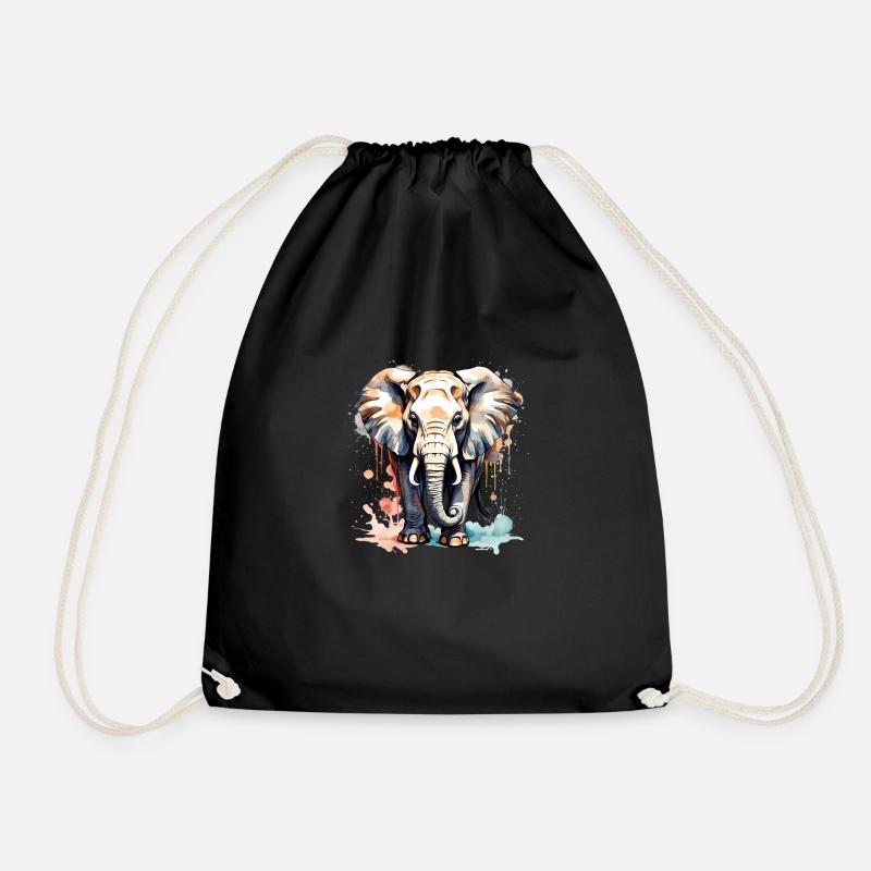 Elephant in colors - Drawstring Bag - black