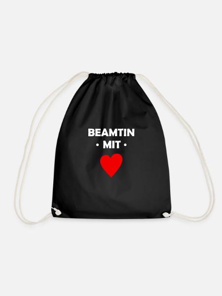 Beamtin mit Herz - Turnbeutel - Schwarz