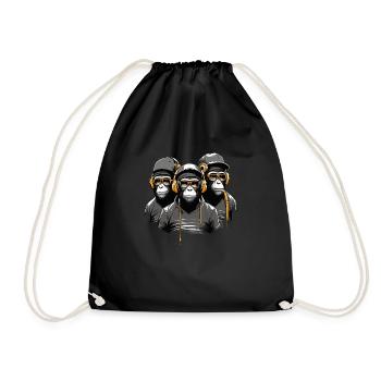 Ape Squad - Cooles AffenTrio mit Sonnenbrille - Turnbeutel - Schwarz - Vorne