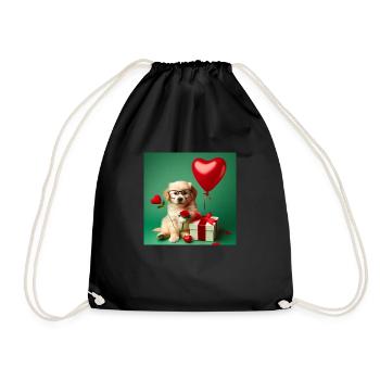 chiot avec ballon en cœur pour la Saint-Valentin - Sac de sport léger - noir - Devant