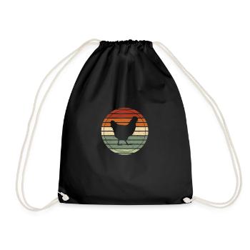 poule rétro -idée cadeau vintage - Sac de sport léger - noir - Devant