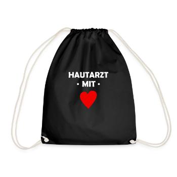 Hautarzt mit Herz - Arzt - Doktor - Dematologe - Turnbeutel - Schwarz - Vorne