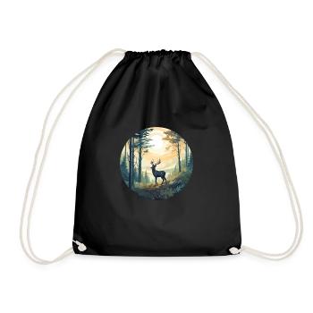 Lonely deer - Drawstring Bag - black - Front