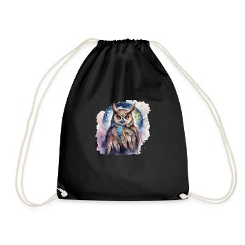 Hibou animal de pouvoir chamanique, intuition, sagesse - Sac de sport léger - noir - Devant