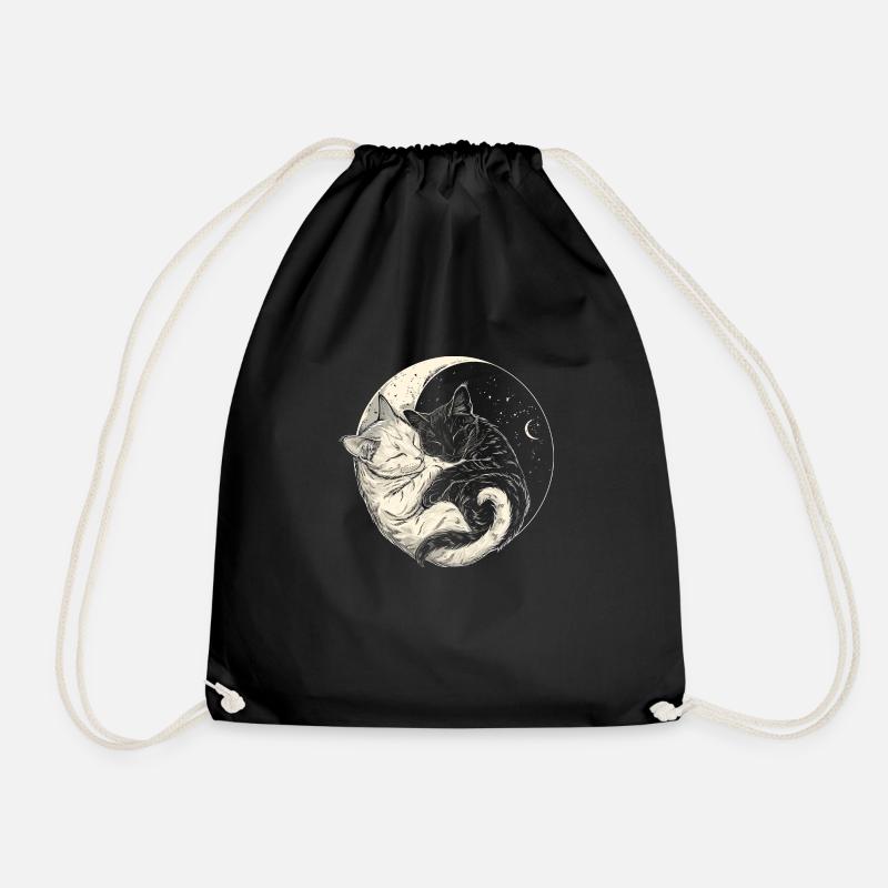 Yin-Yang-Symbol mit Katzen - Turnbeutel - Schwarz