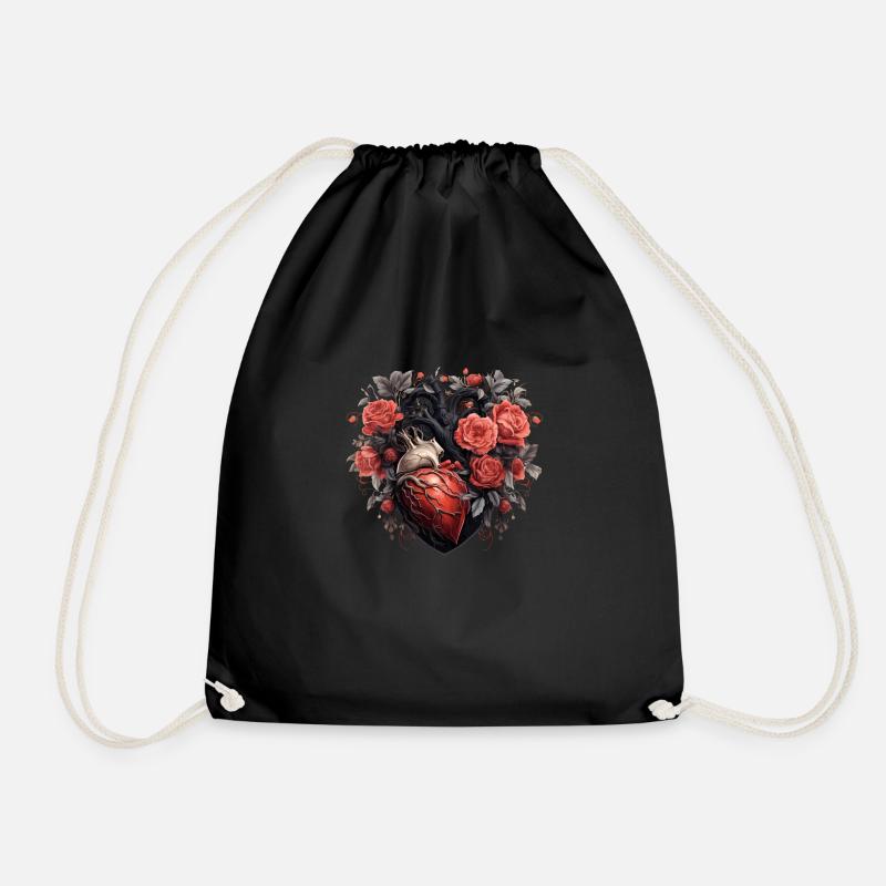 Gothic Heart T-Shirt - Drawstring Bag - black
