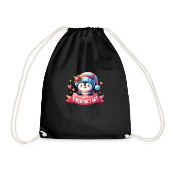 T-shirt mignon pingouin de la Saint-Valentin - Sac de sport léger - noir - Devant