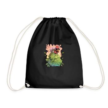 Clucky Chuckles: Hilarious Chicken Tee - Drawstring Bag - black - Front