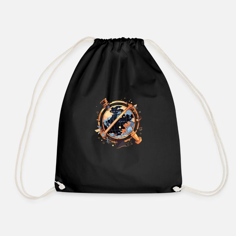 Globe - Drawstring Bag - black