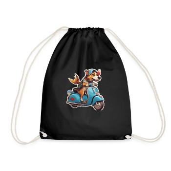 Chien sur une trottinette - Sac de sport léger - noir - Devant