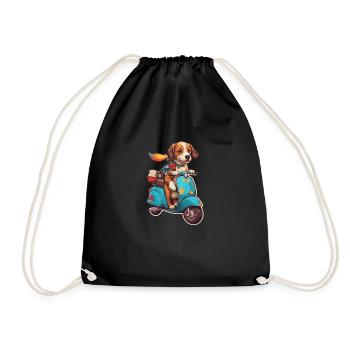Chien sur une trottinette - Sac de sport léger - noir - Devant