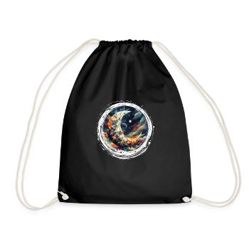 Moon Vector Triangles Space Nebula - Drawstring Bag - black - Front