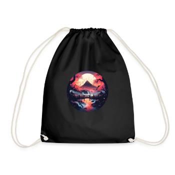 Paysage asiatique avec coucher de soleil - Sac de sport léger - noir - Devant