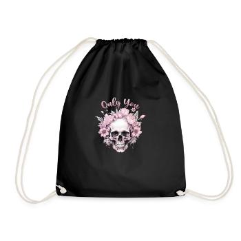 Only you Valentinstag Skelett Gothic Rosen Liebe - Turnbeutel - Schwarz - Vorne