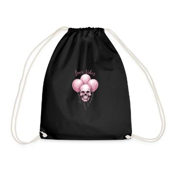Love Vibes Valentine's Day Love February 14 Gothic - Drawstring Bag - black - Front