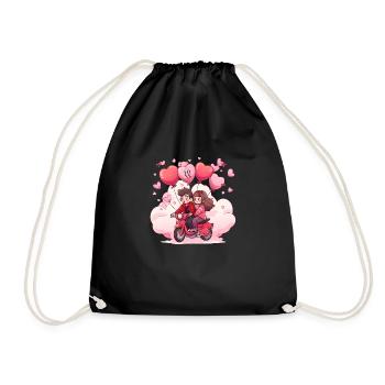 Amoureux en scooter - Sac de sport léger - noir - Devant