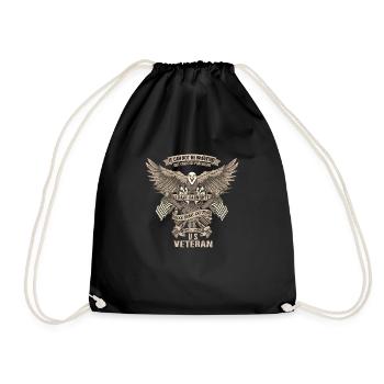 Army War Military Uniform Force Soldier Veteran - Drawstring Bag - black - Front