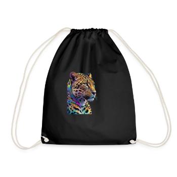 Leopard - Turnbeutel - Schwarz - Vorne