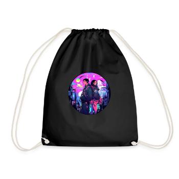 Urban Cyberpunk Couple - Drawstring Bag - black - Front