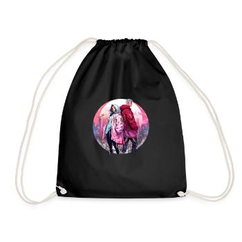 Urban Cyberpunk Couple - Drawstring Bag - black - Front