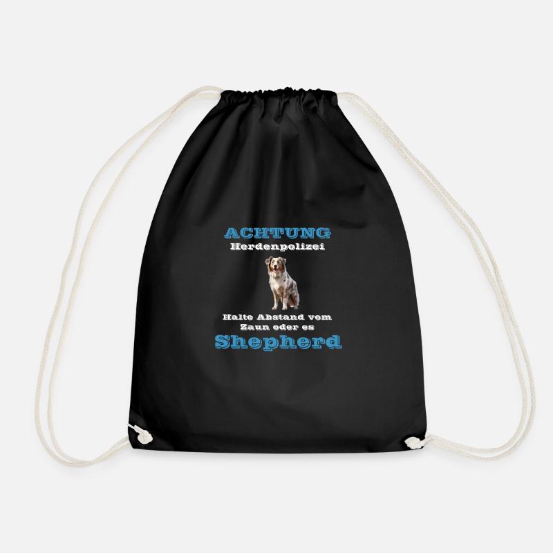 Australian Shepherd - Herd Police - Drawstring Bag - black