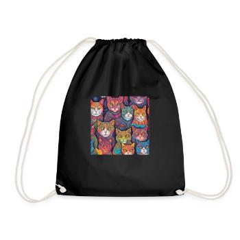 Bunte Katzen - Turnbeutel - Schwarz - Vorne