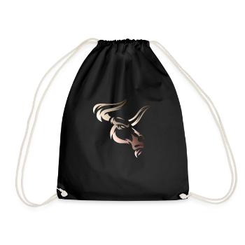 Stier Stierkopf Kopf Logo Steak Beast Gym Horn - Turnbeutel - Schwarz - Vorne
