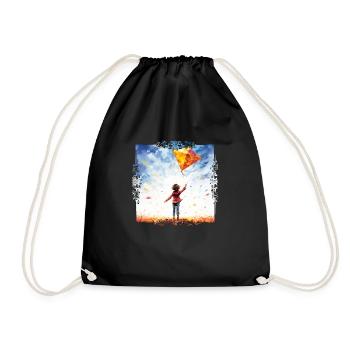 Flying kites is fun - Drawstring Bag - black - Front