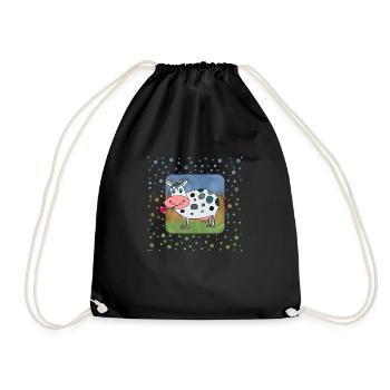 Cow - Drawstring Bag - black - Front