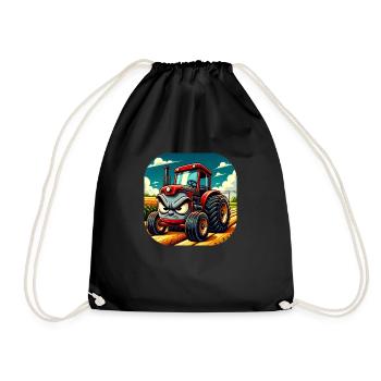 Angry Tractor 02 - Drawstring Bag - black - Front