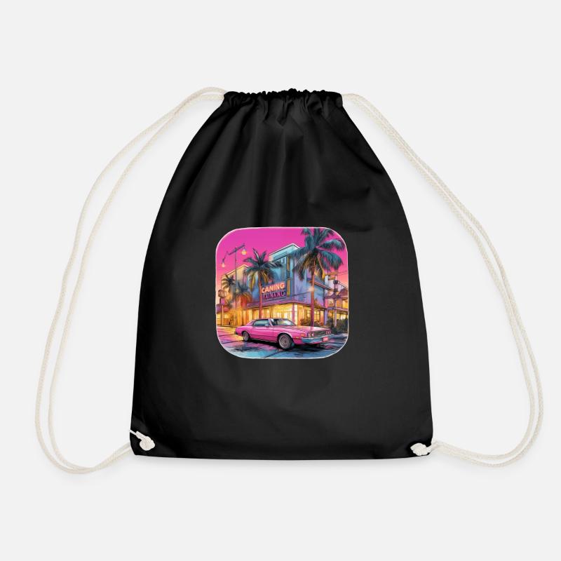 Miami Retro Vibes - Turnbeutel - Schwarz