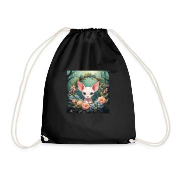Mignon Kawaii bébé Sphinx chat Floral - Sac de sport léger - noir - Devant